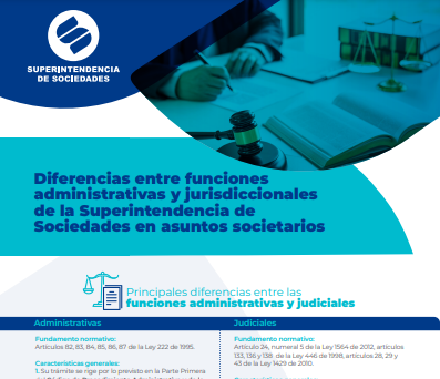 Conozca los asuntos de competencia jurisdiccional y administrativa de la Supersociedades en asuntos societarios, su fundamento normativo y las principales diferencias entre estas funciones.