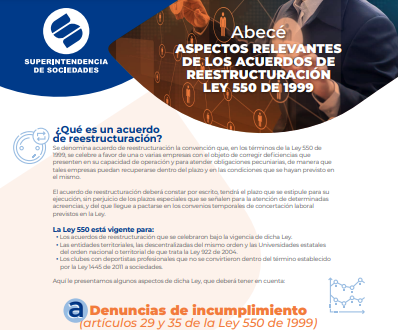 Infografía - Abecé Aspectos Relevantes de los Acuerdos de Reestructuración- Ley 550 de 1999